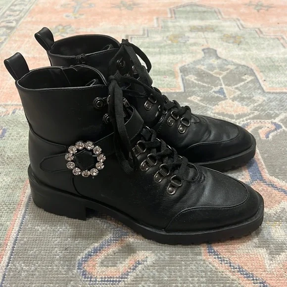 Nanette Lepore Shoes Nanette Lepore Black Combat Boots Poshmark